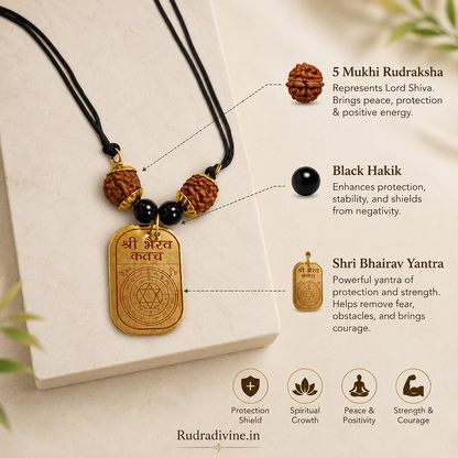 Sidh Bhairav Kavach Batuk Bhairav Protection Locket Pendant by Rudradivine, traditionally associated with spiritual protection, courage, divine blessings and devotional practices.