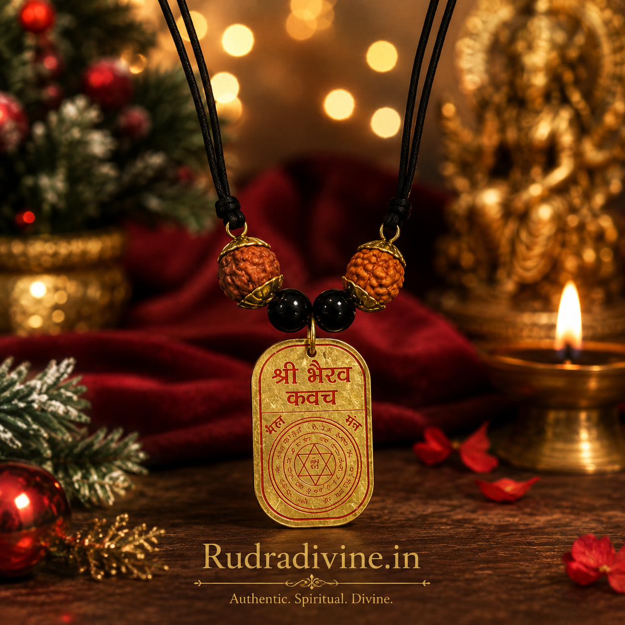 Sidh Bhairav Kavach Batuk Bhairav Protection Locket Pendant by Rudradivine, traditionally associated with spiritual protection, courage, divine blessings and devotional practices.