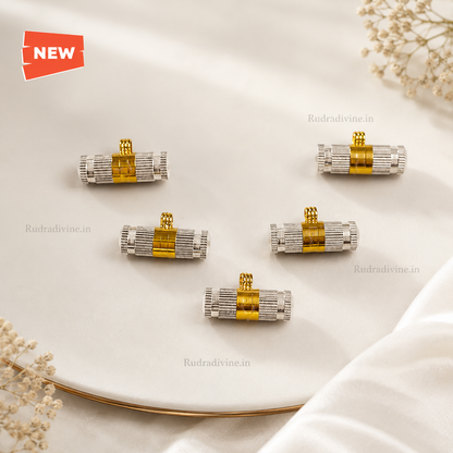 Silver & Golden Taweez Spiritual Amulet Set with Free Bhojpatra Sheet by Rudradivine, traditional spiritual accessory for puja, devotion and rituals.